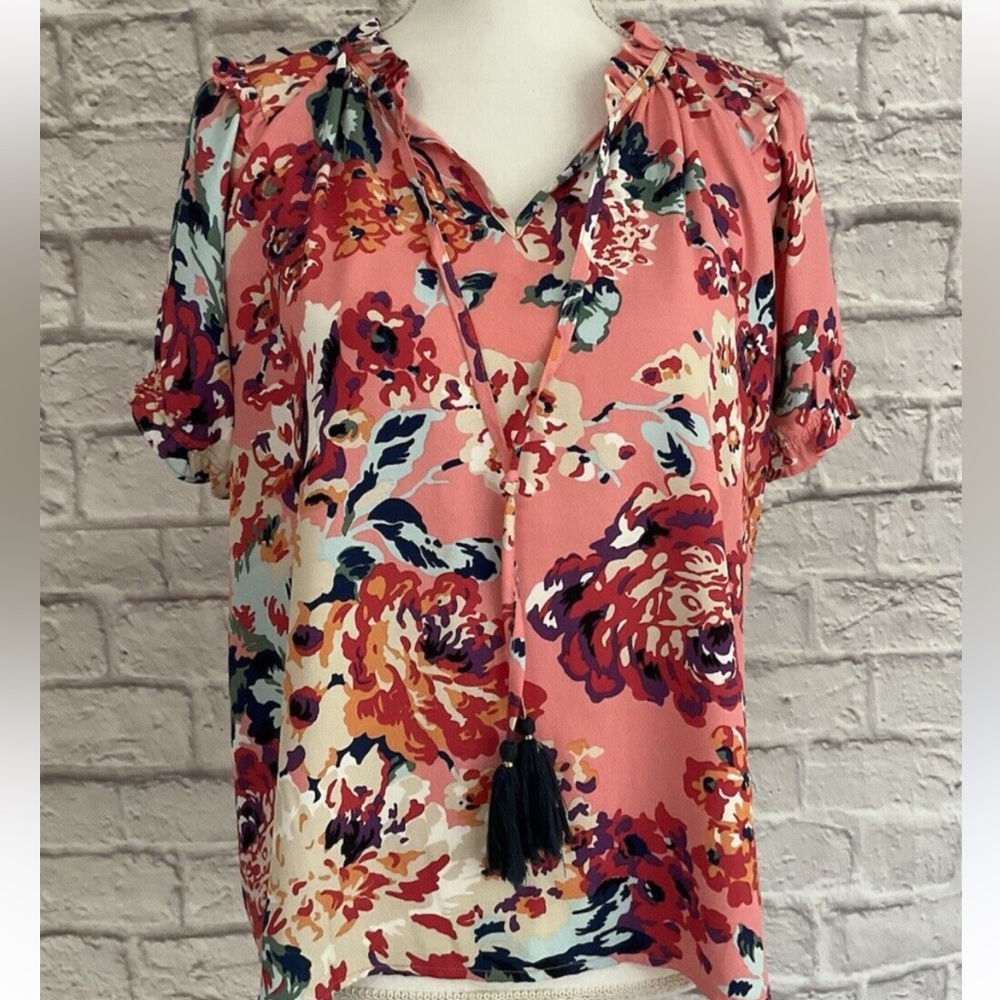 THML Floral Print Top - Pink and Blue